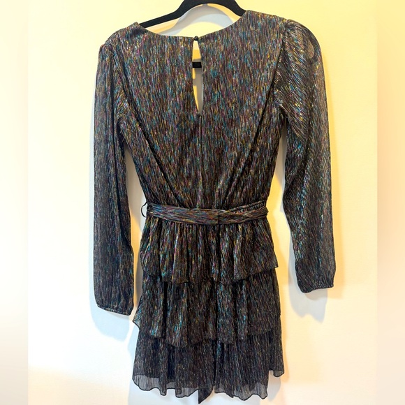 City Studio Black Rainbow Metallic Tiered Ruffle Dress Size S - Picture 5 of 7